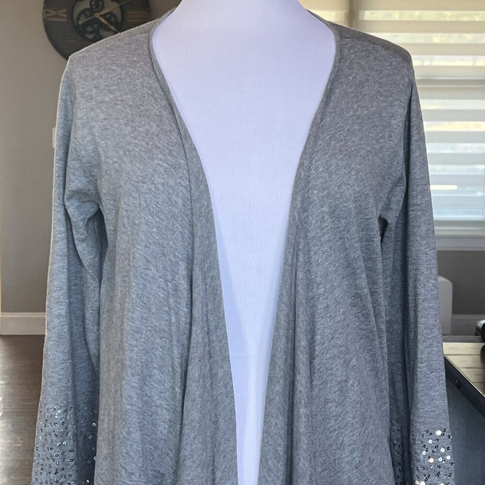 Soft Surroundings Gray Waterfall Sequin Trim Long… - image 3